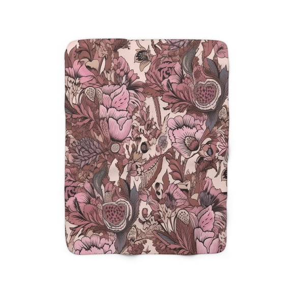 Sherpa Fleece Blanket, Jacobean Pattern