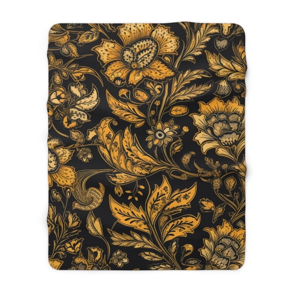 Sherpa Fleece Blanket, Jacobean Pattern