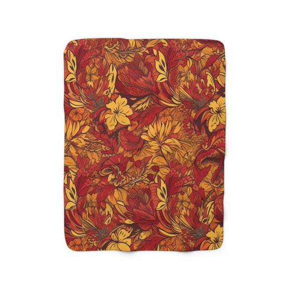 Sherpa Fleece Blanket, Jacobean Pattern