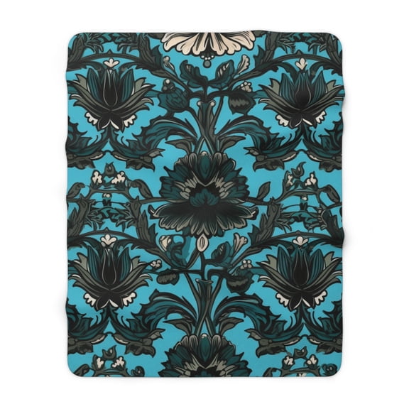 Sherpa Fleece Blanket, Jacobean Pattern