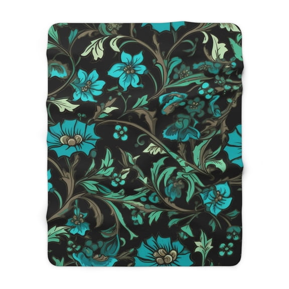 Sherpa Fleece Blanket, Jacobean Pattern