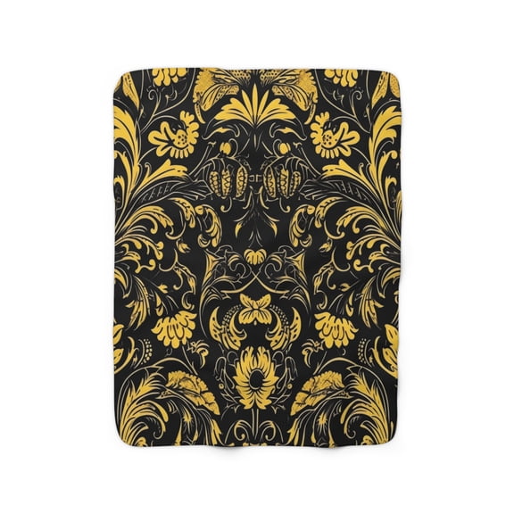 Sherpa Fleece Blanket, Jacobean Pattern