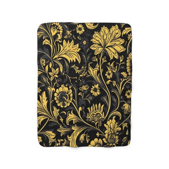 Sherpa Fleece Blanket, Jacobean Pattern