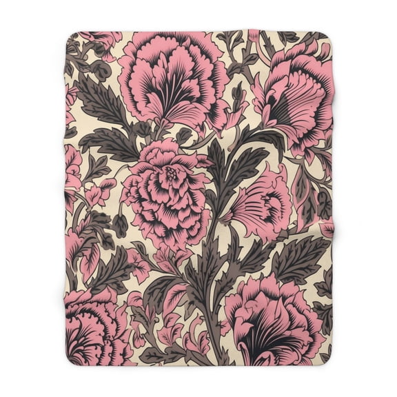 Sherpa Fleece Blanket, Jacobean Pattern
