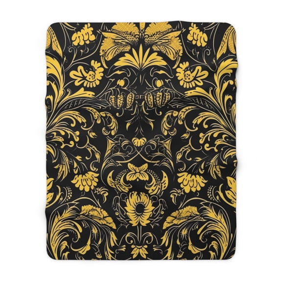 Sherpa Fleece Blanket, Jacobean Pattern