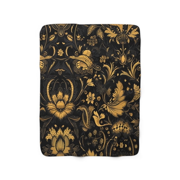 Sherpa Fleece Blanket, Jacobean Pattern