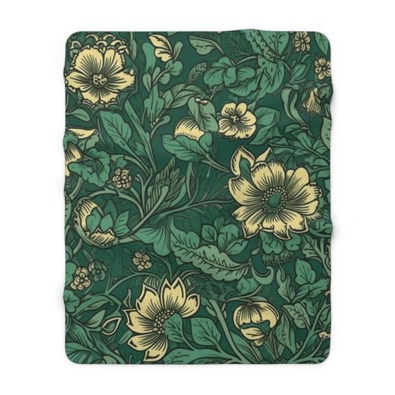 Sherpa Fleece Blanket, Jacobean Pattern