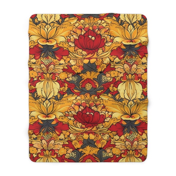 Sherpa Fleece Blanket, Jacobean Pattern