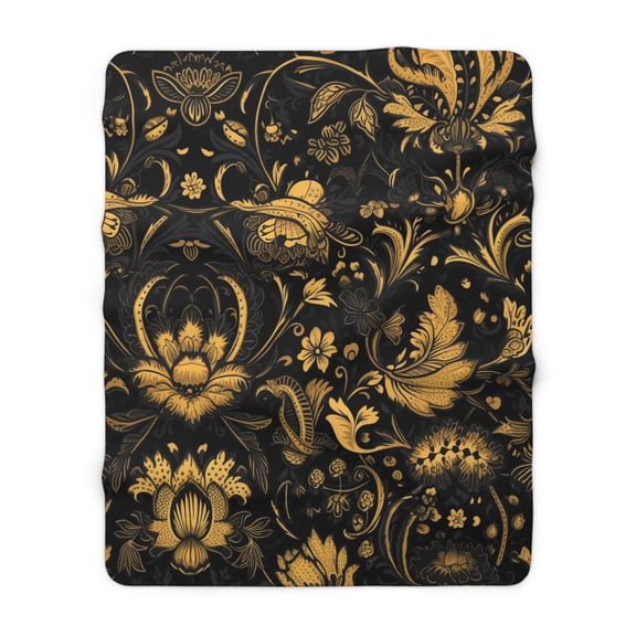 Sherpa Fleece Blanket, Jacobean Pattern
