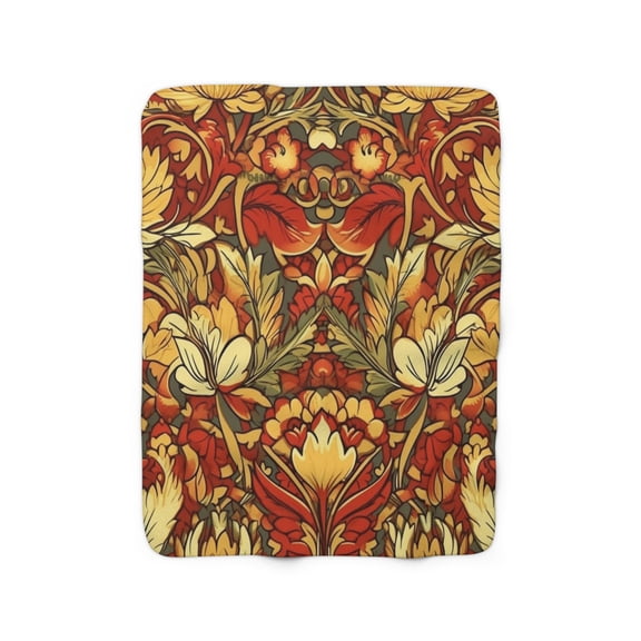 Sherpa Fleece Blanket, Jacobean Pattern