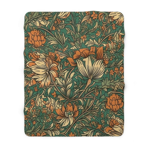 Sherpa Fleece Blanket, Jacobean Pattern