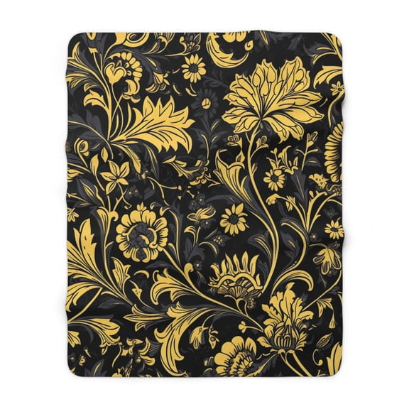 Sherpa Fleece Blanket, Jacobean Pattern
