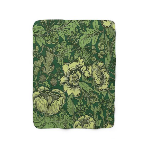 Sherpa Fleece Blanket, Jacobean Pattern