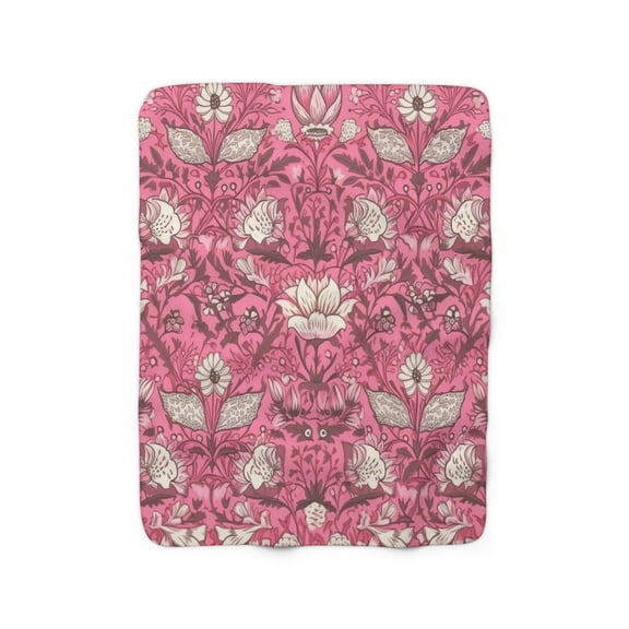 Sherpa Fleece Blanket, Jacobean Pattern