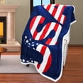 thumbnail image 1 of Sherpa Fleece Blanket National Flag Print Patriotic Plush Soft Warm Reversible Polar Throw for Couch Bed by Catalon, 1 of 6