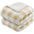 thumbnail image 1 of Sherpa Fleece Blanket Twin Size, Super Soft Warm Buffalo Plaid Plush Gig Blankets, Lightweight Cozy Fuzzy Blanket for Couch Sofa Bed (Beige, 60" x 80"), 1 of 6