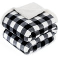 thumbnail image 1 of Sherpa Fleece Blanket Twin Size, Super Soft Warm Buffalo Plaid Plush Gig Blankets, Lightweight Cozy Fuzzy Blanket for Couch Sofa Bed (Black, 60" x 80"), 1 of 6