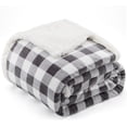 thumbnail image 1 of Sherpa Fleece Blanket Twin Size, Super Soft Warm Buffalo Plaid Plush Gig Blankets, Lightweight Cozy Fuzzy Blanket for Couch Sofa Bed (Grey, 60" x 80"), 1 of 6