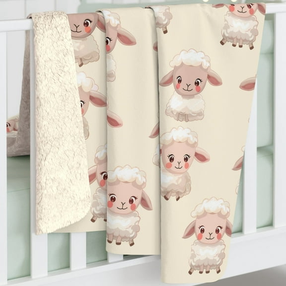 Sherpa Fleece Blanket with Cute Baby Lamb, 5060" Cozy Blanket