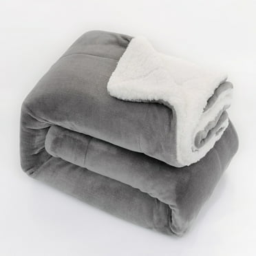 Sherpa Fleece Blankets Double Reversible Comforter for Bed Warm Soft Flannel Twin Blanket