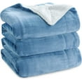 thumbnail image 1 of Sherpa Fleece Blankets King Size for Bed - Thick and Warm Blanket for Winter, Soft Fuzzy Plush King Blanket for All Seasons,  Washed Blue, 108x90 Inches, 1 of 9