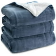 thumbnail image 1 of Sherpa Fleece Blankets Queen Size for Bed - Thick and Warm Blanket for Winter, Soft Fuzzy Plush Queen Blanket for All Seasons, Slate Blue, 90x90 Inches, 1 of 9