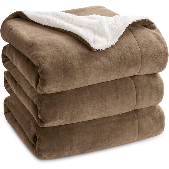 Sherpa Fleece Blankets Queen Size for Bed - Thick and Warm Blanket for Winter, Soft Fuzzy Plush Queen Blanket for All Seasons, Camel, 90x90 Inches