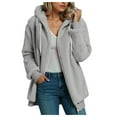 thumbnail image 1 of Sherpa Fleece Jacket For Women Full Zip Oversized Long Sleeve Hooded Fuzzy Cardigan Coat Fashion Winter Outwear, 1 of 5