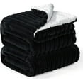 thumbnail image 1 of Sherpa Fleece King Size Blanket - Super Soft & Warm Striped Fleece Blanket, Cozy Plush Fluffy Large Bed Blanket All Season Use (Black, 104x90 Inches), 1 of 13