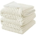 thumbnail image 1 of Sherpa Fleece King Size Blanket - Super Soft & Warm Striped Fleece, Cozy Plush Fluffy Large Bed Blanket All Season Use (Cream, 104x90 Inches), 1 of 14