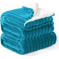 Sherpa Fleece King Size Blanket - Super Soft & Warm Striped Fleece, Cozy Plush Fluffy Large Bed Blanket All Season Use (Teal, 104x90 Inches)