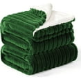 thumbnail image 1 of Sherpa Fleece King Size Blanket - Super Soft & Warm Striped Fleece, Cozy Plush Fluffy Large Bed Blanket All Season Use (dark green, 104x90 Inches), 1 of 14
