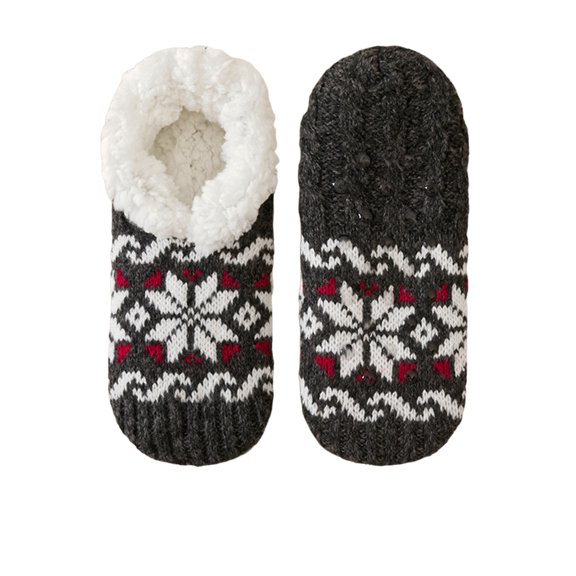 Sherpa Fleece Lined Fuzzy Slipper Socks,Non Slip Fuzzy Plush Cable-Knit Home Slippers For Men