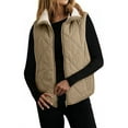 thumbnail image 1 of Sherpa Fleece Lined Jacket Vest for Women Winter Casual Warm Cropped Coat Sleeveless Full Zip Quilted Outerwear (XL, Khaki), 1 of 7