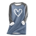 thumbnail image 1 of Sherpa Fleece Sweatshirt Women Love Heart Letter Print Crewneck Pullover Tops Warm Color Block Valentines Graphic Tops, 1 of 5
