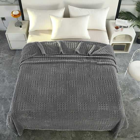Taicans Sherpa Fleece Throw Blanket - 27.6x39.4in Flannel Fleece Throw Blanket,Waffle Blanket Soft & Breathable for Couch/Bed,All-Season Use,Machine Washable,Lightweight for Home/office/Travel