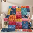 thumbnail image 1 of Sherpa Fleece Throw Blanket 40"x 50" Reversible Plush Fluffy Blanket, Double-Layer Super Soft Flannel Blanket for Sofa, Couch, Bed, Patchwork Floral Pattern, 1 of 8