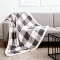 thumbnail image 1 of Sherpa Fleece Throw Blanket 51" x 59" Reversible Plush Fluffy Large Big Blanket Lattice Flannel Blankets for All Season Use, 1 of 6