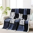 thumbnail image 1 of Sherpa Fleece Throw Blanket 60" x 80" Reversible Plush Fluffy Large Big Blanket Lattice Flannel Blankets for Sofa Couch Bed (Grey-Soft Blue, 60"*80"), 1 of 4