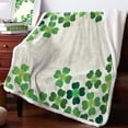 thumbnail image 1 of Sherpa Fleece Throw Blanket Cozy Soft Warm Bed Blankets,St.Patrick''s Day Four Leaf Clover Green Pattern Fuzzy Plush Microfiber Lightweight Blankets All Season for Couch Sofa 40x50IN, 1 of 6
