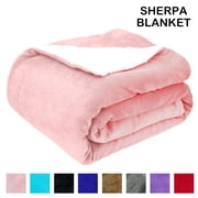 Sherpa Fleece Throw Blanket, King Size Soft Fuzzy Throw Blankets, Pink Warm Blanket, Cozy Fluffy Comfy for Sofa, Couch, Bed, Camping, Travel, 90" x 106"