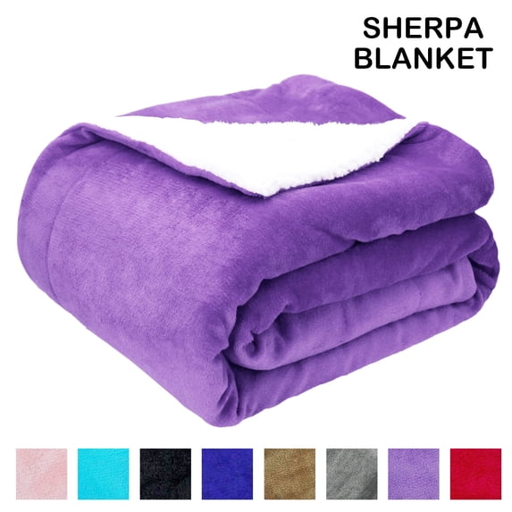 Sherpa Fleece Throw Blanket, King Size Soft Fuzzy Throw Blankets, Purple Warm Blanket, Cozy Fluffy Comfy for Sofa, Couch, Bed, Camping, Travel, 90" x 106"