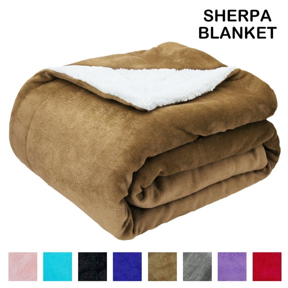 Sherpa Fleece Throw Blanket, Queen Size Soft Fuzzy Throw Blankets, Brown Warm Blanket, Cozy Fluffy Comfy for Sofa, Couch, Bed, Camping, Travel, 90" x 90"