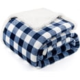 thumbnail image 1 of Sherpa Fleece Throw Blanket, Super Soft Warm Buffalo Plaid Plush Blankets and Throws, Lightweight Cozy Fuzzy Blanket for Couch Sofa Bed (NavyBlue, 50" x 60"), 1 of 6