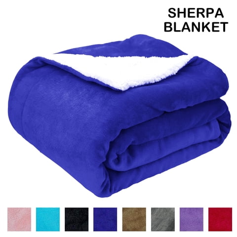 Sherpa Fleece Throw Blanket, Throw Size Soft Fuzzy Throw Blankets, Blue Warm Blanket, Cozy Fluffy Comfy for Sofa, Couch, Bed, Camping, Travel, 50" x 60"