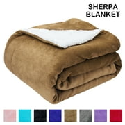 Sherpa Fleece Throw Blanket, Throw Size Soft Fuzzy Throw Blankets, Brown Warm Blanket, Cozy Fluffy Comfy for Sofa, Couch, Bed, Camping, Travel, 50" x 60"