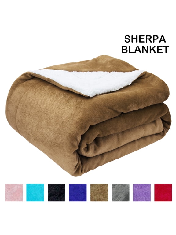 Sherpa Fleece Throw Blanket, Throw Size Soft Fuzzy Throw Blankets, Brown Warm Blanket, Cozy Fluffy Comfy for Sofa, Couch, Bed, Camping, Travel, 50" x 60"