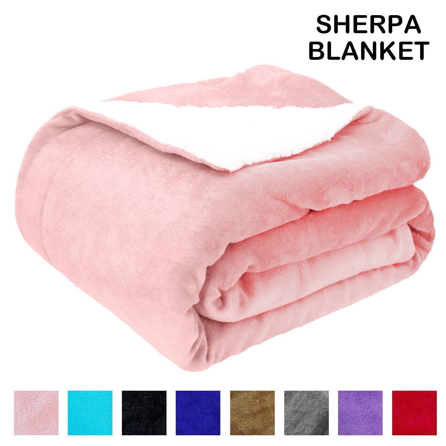 Sherpa Fleece Throw Blanket, Twin Size Soft Fuzzy Throw Blankets, Pink Warm Blanket, Cozy Fluffy Comfy for Sofa, Couch, Bed, Camping, Travel, 60" x 80"