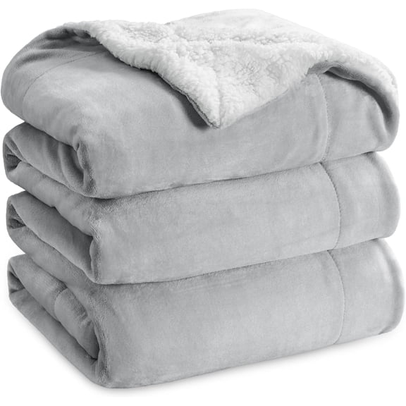 Sherpa Fleece Throw Blanket for Couch - Thick and Warm Blanket for Winter, Soft Fuzzy Plush Throw Gift for Women, Grey, 50x60 Inches