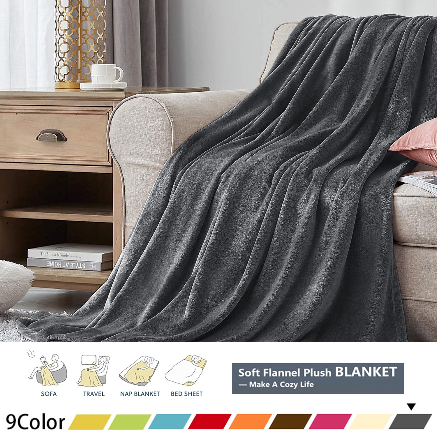 Sherpa Fleece Throw Blanket for Couch Thick and Warm Blanket for Winter, Soft and Fuzzy Throw